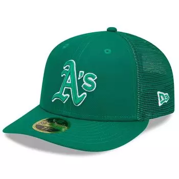 Мужская низкопрофильная кепка New Era Green Oakland Athletics 2022 ко Дню Святого Патрика 59FIFTY для тренировок на поле