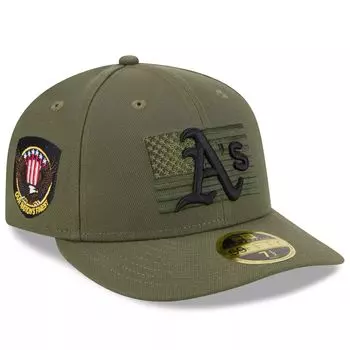 Мужская низкопрофильная кепка New Era Green Oakland Athletics ко Дню вооруженных сил 2023 59FIFTY