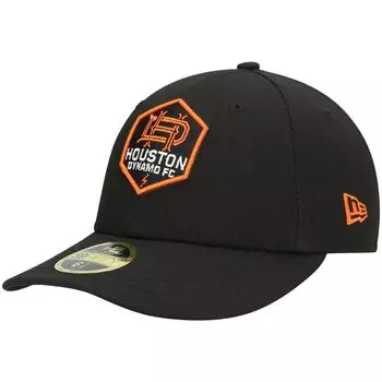 Мужская низкопрофильная облегающая шляпа New Era Black Houston Dynamo FC Primary Logo 59FIFTY