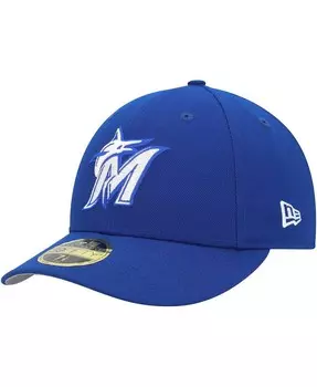 Мужская низкопрофильная приталенная шляпа Royal Miami Marlins белого цвета с логотипом 59FIFTY New Era