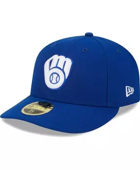 Мужская низкопрофильная приталенная шляпа Royal Milwaukee Brewers с белым логотипом 59FIFTY New Era