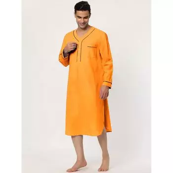 Мужская ночная рубашка, хлопковая рубашка для сна, ночная рубашка с длинными рукавами, одежда для сна Lars Amadeus