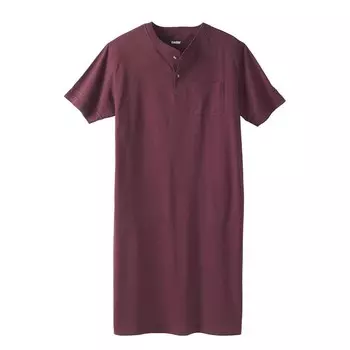 Мужская ночная рубашка на пуговицах с короткими рукавами Kingsize для больших и высоких людей KingSize, цвет Deep Burgundy