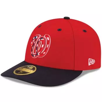 Мужская новая эра красный/темно-синий Washington Nationals Alternate Authentic Collection Низкопрофильная кепка для активного отдыха 59FIFTY Облегающая шляпа New Era