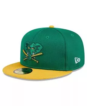 Мужская облегающая кепка Kelly Green Oakland Athletics 2024 59FIFTY New Era, зеленый