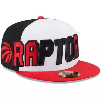 Мужская облегающая кепка New Era белого/красного цвета с половиной спинки Toronto Raptors 9FIFTY