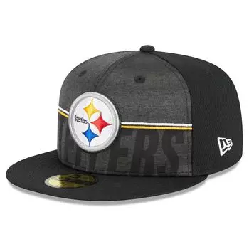 Мужская облегающая кепка New Era Black Pittsburgh Steelers 2023 NFL Training Camp 59FIFTY