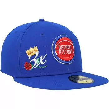 Мужская облегающая кепка New Era Blue Detroit Pistons Crown Champs 59FIFTY