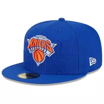 Мужская облегающая кепка New Era Blue New York Knicks 2023 NBA Draft 59FIFTY