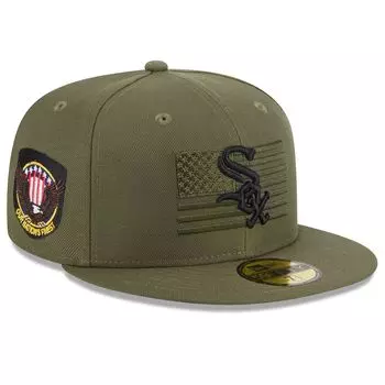Мужская облегающая кепка New Era Green Chicago White Sox 2023, День вооруженных сил 59FIFTY