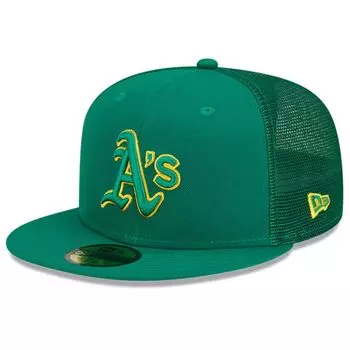 Мужская облегающая кепка New Era Green Oakland Athletics 2022 59FIFTY