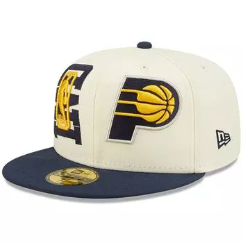 Мужская облегающая кепка New Era кремового/темно-синего цвета Indiana Pacers NBA Draft 59FIFTY 2022