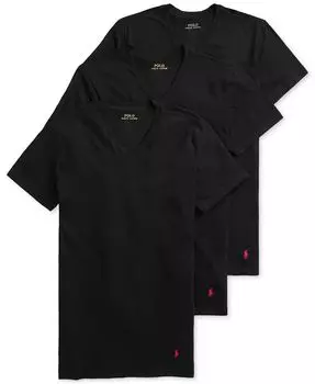 Мужская облегающая майка с V-образным вырезом, 3 шт. в упаковке Polo Ralph Lauren, черный
