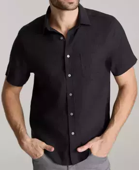 Мужская облегающая немнущаяся льняная рубашка на пуговицах Cameron UNTUCKit, черный