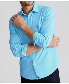 Мужская облегающая немнущаяся рубашка Lee Button Up с эффектом performance UNTUCKit, синий