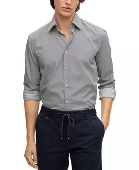 Мужская облегающая рубашка из эластичного хлопка со структурным принтом Hugo Boss