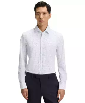 Мужская облегающая рубашка из джерси для активного образа жизни Hugo Boss, синий