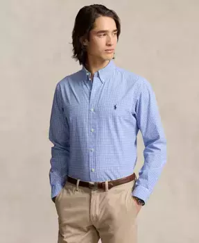 Мужская облегающая рубашка из стрейч-поплина Polo Ralph Lauren, синий