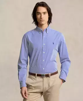 Мужская облегающая рубашка из стрейч-поплина Polo Ralph Lauren, синий