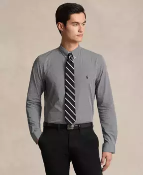 Мужская облегающая рубашка из стрейч-поплина Polo Ralph Lauren, черный