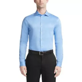 Мужская облегающая рубашка из ультрамнущегося материала Van Heusen, цвет blue frost