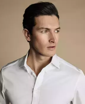 Мужская облегающая рубашка класса люкс Charles Tyrwhitt, белый