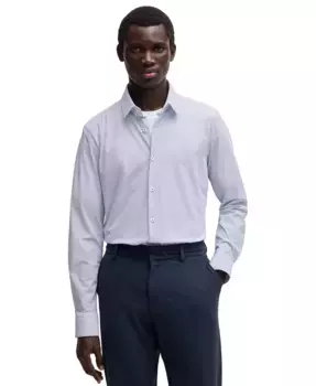 Мужская облегающая рубашка Performance Dress Shirt Hugo Boss, синий