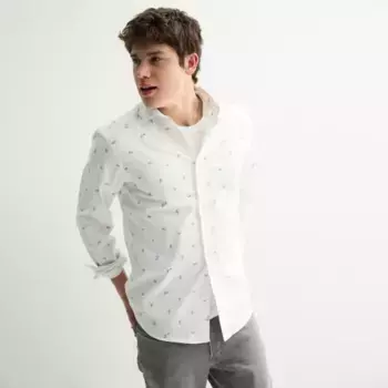 Мужская облегающая рубашка с длинным рукавом и принтом Sonoma Goods For Life, цвет light paco palm