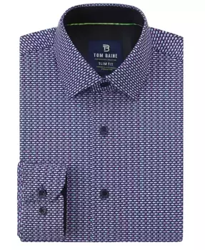 Мужская облегающая рубашка с длинным рукавом Performance с принтом Tom Baine, синий