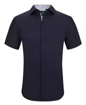 Мужская облегающая рубашка с коротким рукавом и пуговицами, из эластичной ткани для комфорта Tom Baine, мультиколор
