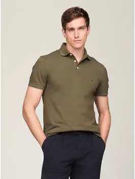 Мужская облегающая рубашка Tommy Hilfiger Tommy Polo, хаки