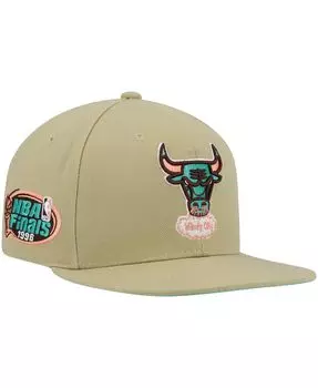Мужская облегающая шляпа цвета хаки Chicago Bulls 1996 NBA Finals Hardwood Classics Malibu Sunrise Mitchell & Ness