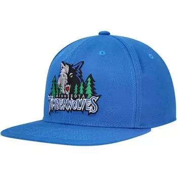 Мужская облегающая шляпа Mitchell & Ness Blue Minnesota Timberwolves Hardwood Classics MVP Team Ground 2.0
