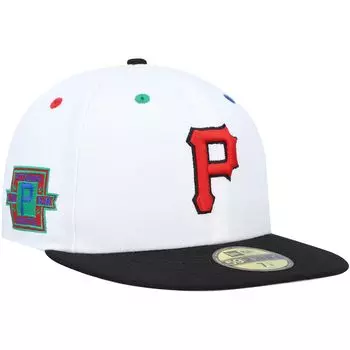 Мужская облегающая шляпа New Era белая/черная Pittsburgh Pirates 1960 Primary Eye 59FIFTY