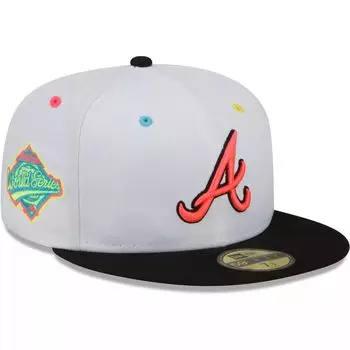 Мужская облегающая шляпа New Era белого/черного цвета Atlanta Braves 1995 World Series Champions Neon Eye 59FIFTY