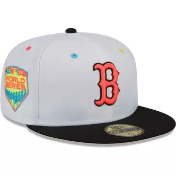 Мужская облегающая шляпа New Era белого/черного цвета Boston Red Sox 2018 World Series Champions Neon Eye 59FIFTY
