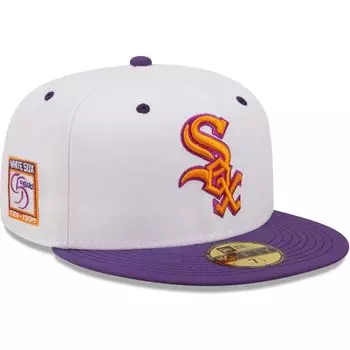 Мужская облегающая шляпа New Era белого/фиолетового цвета Chicago White Sox 95th Anniversary Grape Lolli 59FIFTY
