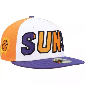 Мужская облегающая шляпа New Era белого/фиолетового цвета Phoenix Suns Back Half 9FIFTY