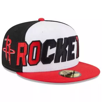 Мужская облегающая шляпа New Era белого/красного цвета с задней частью Houston Rockets 59FIFTY