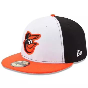 Мужская облегающая шляпа New Era белого/оранжевого цвета Baltimore Orioles Home Authentic Collection On-Field 59FIFTY