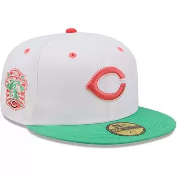 Мужская облегающая шляпа New Era белого/зеленого цвета Cincinnati Reds, посвященная открытию сезона на стадионе Great American Ballpark Watermelon Lolli 59FIFTY