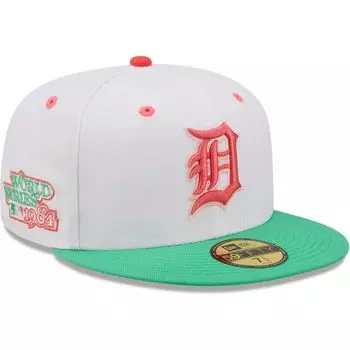 Мужская облегающая шляпа New Era белого/зеленого цвета Detroit Tigers 1984 World Series Watermelon Lolli 59FIFTY