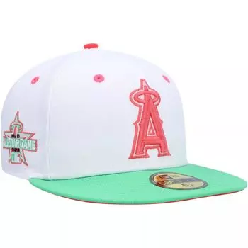Мужская облегающая шляпа New Era белого/зеленого цвета Los Angeles Angels Watermelon Lolli 59FIFTY