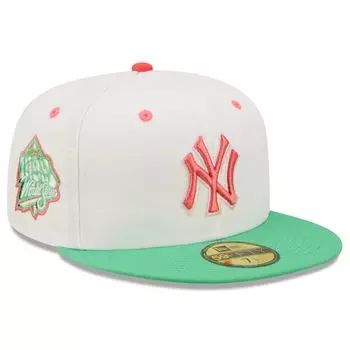 Мужская облегающая шляпа New Era белого/зеленого цвета New York Yankees 1999 World Series Watermelon Lolli 59FIFTY