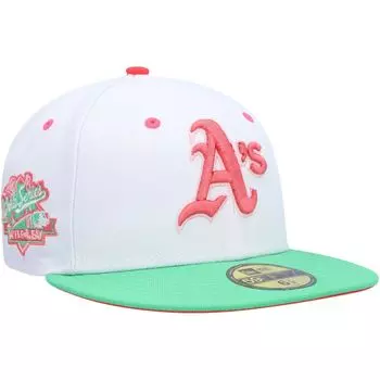 Мужская облегающая шляпа New Era белого/зеленого цвета Oakland Athletics Watermelon Lolli 59FIFTY