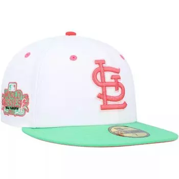 Мужская облегающая шляпа New Era белого/зеленого цвета St. Louis Cardinals 2011 World Series Watermelon Lolli 59FIFTY
