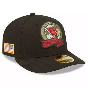 Мужская облегающая шляпа New Era Black Arizona Cardinals 2022 Salute To Service Low Profile 59FIFTY