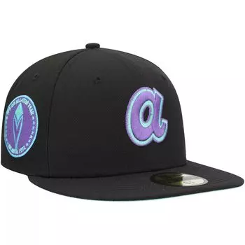 Мужская облегающая шляпа New Era Black Atlanta Braves 1972 MLB All-Star Game Black Light 59FIFTY