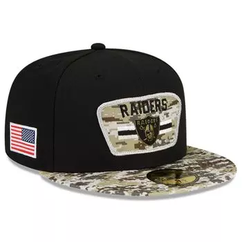 Мужская облегающая шляпа New Era Black/Camo Las Vegas Raiders 2021 Salute To Service 59FIFTY