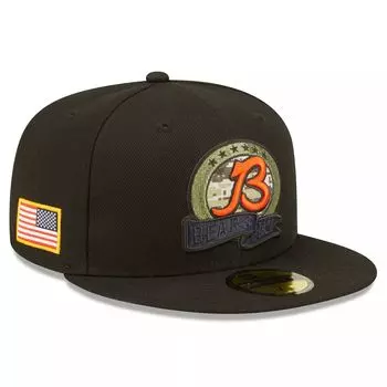 Мужская облегающая шляпа New Era Black Chicago Bears 2022 Salute To Service 59FIFTY